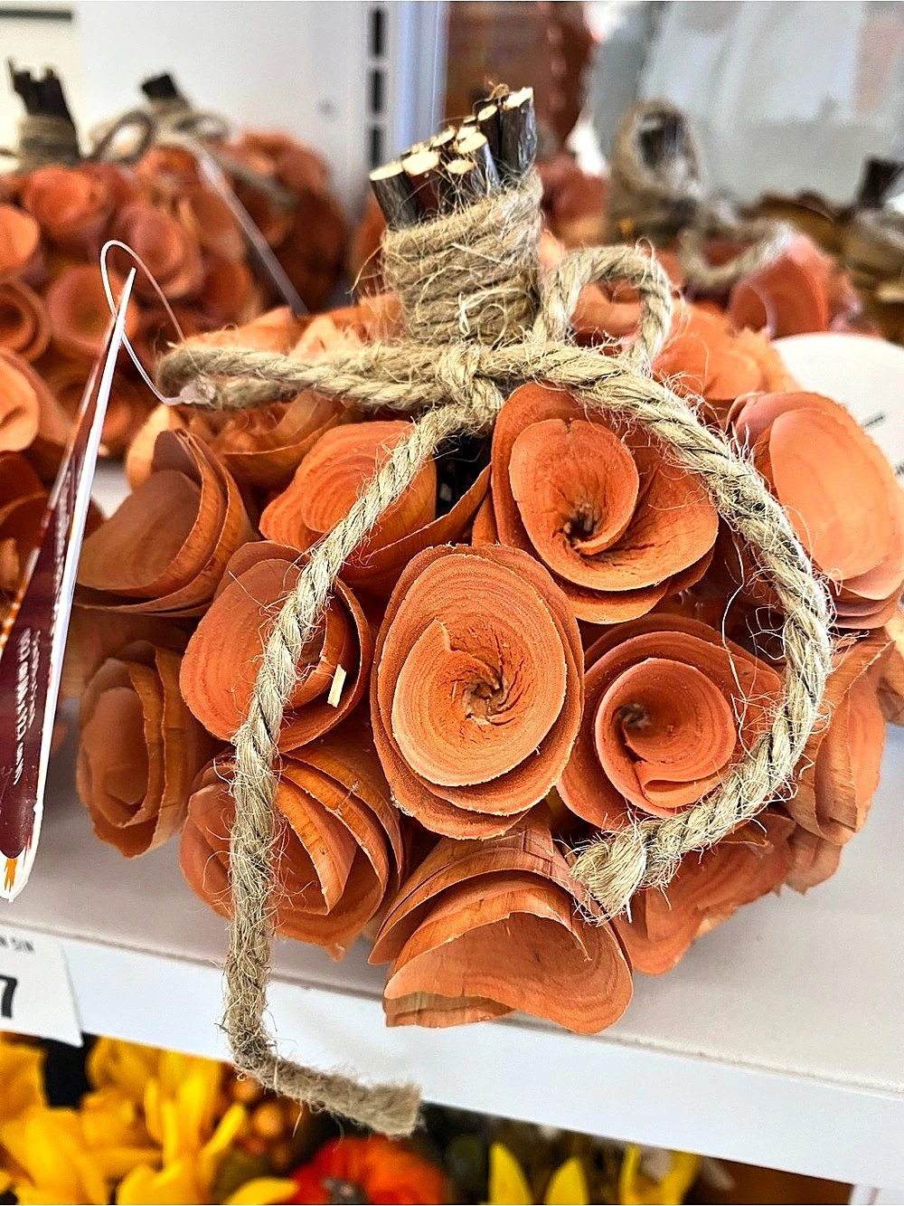 Set of 2! BRAND NEW Creative Woodchip Pumpkins in Orange